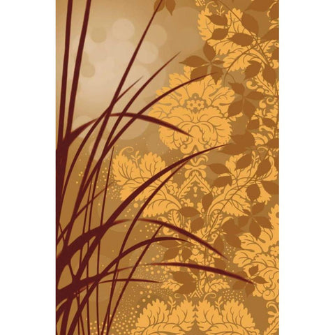 Golden Flourish I White Modern Wood Framed Art Print by Aparicio, Edward
