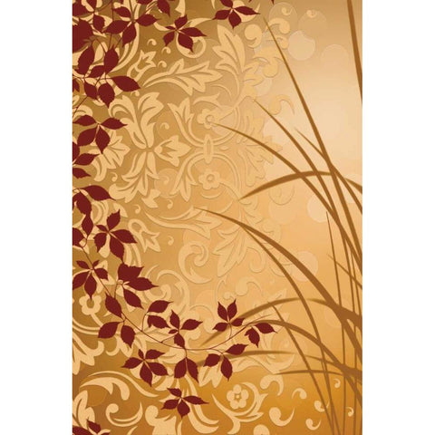 Golden Flourish II Black Modern Wood Framed Art Print with Double Matting by Aparicio, Edward