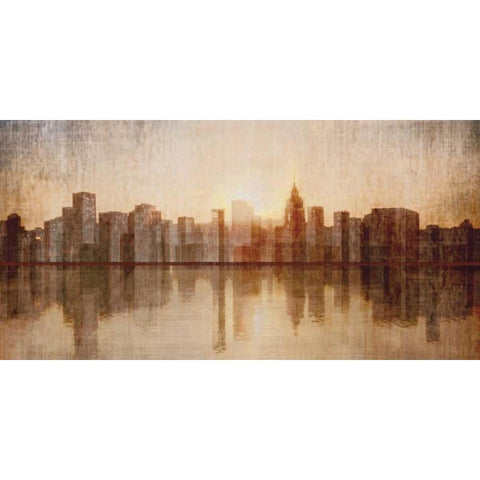 Skyline Black Modern Wood Framed Art Print with Double Matting by Amori