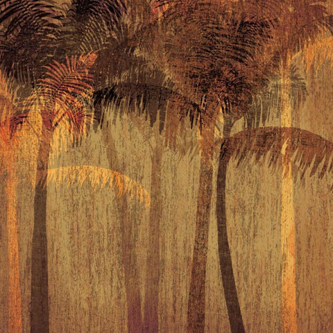 Sunset Palms I Black Ornate Wood Framed Art Print with Double Matting by Amori