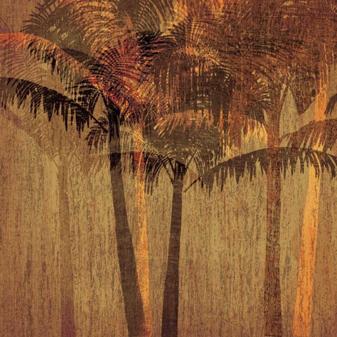 Sunset Palms II Black Ornate Wood Framed Art Print with Double Matting by Amori