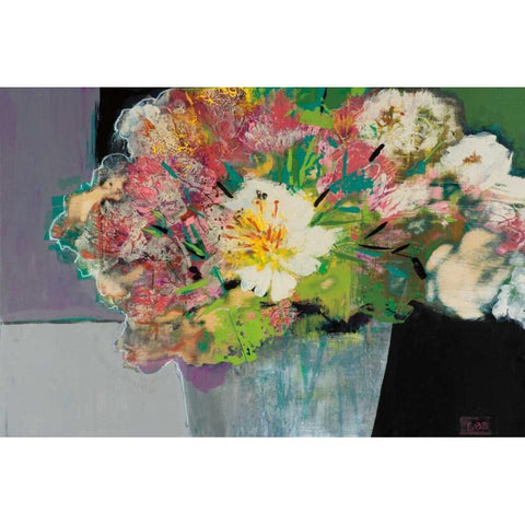 Flower Market Black Modern Wood Framed Art Print with Double Matting by Bernsen, Leslie