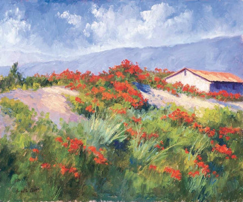 Spring Poppies White Modern Wood Framed Art Print with Double Matting by Curt, Brigitte