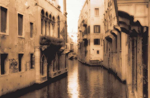 Venice Canal White Modern Wood Framed Art Print with Double Matting by Cook, Jamie