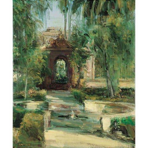 Fuentes y Jardines Black Modern Wood Framed Art Print with Double Matting by Castrillo, Jose Luis