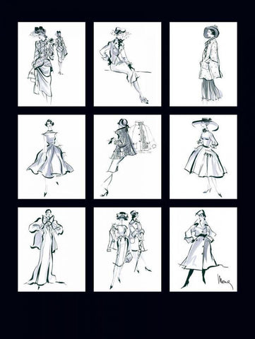Fashion Through the Decades Black Ornate Wood Framed Art Print with Double Matting by Shafer Edwards, Mona
