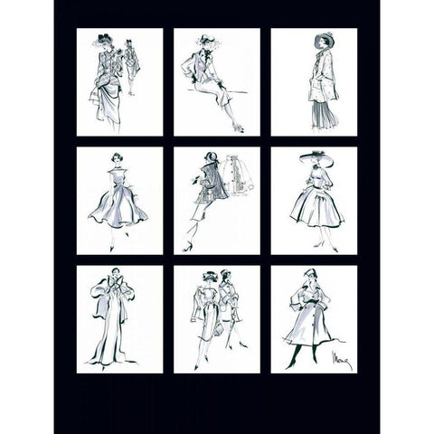 Fashion Through the Decades Black Modern Wood Framed Art Print by Shafer Edwards, Mona