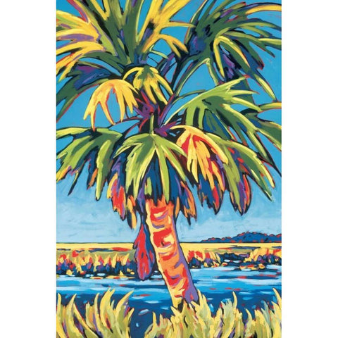 Pine Island Palm Black Modern Wood Framed Art Print with Double Matting by Evans, Sally