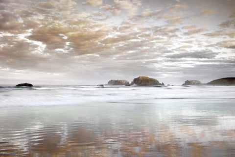 Sunrise Reflections White Modern Wood Framed Art Print with Double Matting by Frates, Dennis