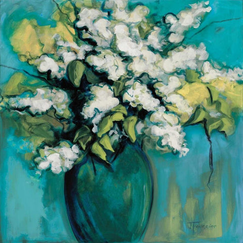 White Lilac Waltz White Modern Wood Framed Art Print with Double Matting by Fournier, Joyce