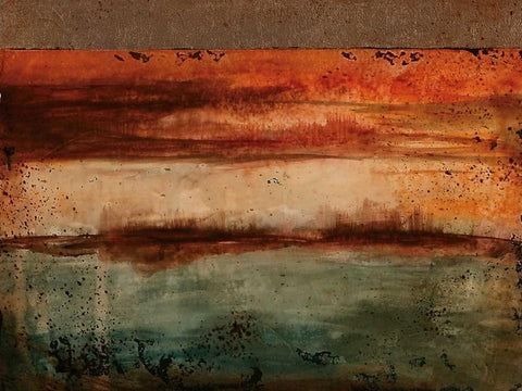 Earth Blocks II Black Ornate Wood Framed Art Print with Double Matting by Flynn, Jenn