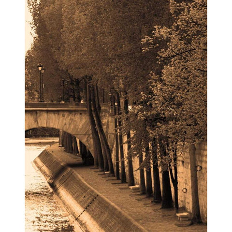 Le Bord de la Seine Black Modern Wood Framed Art Print with Double Matting by Gilboa, Marina Drasnin