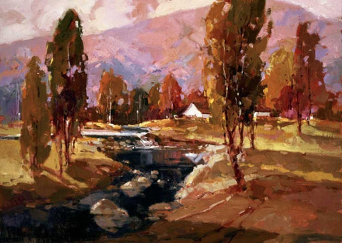 Fall in the Valley Black Ornate Wood Framed Art Print with Double Matting by Goerschner, Ted