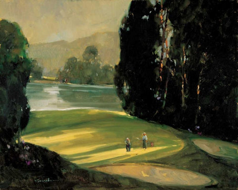 Putt for Par Black Ornate Wood Framed Art Print with Double Matting by Goerschner, Ted