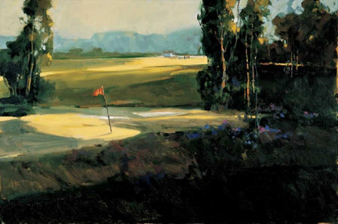 The 1st Tee Black Ornate Wood Framed Art Print with Double Matting by Goerschner, Ted