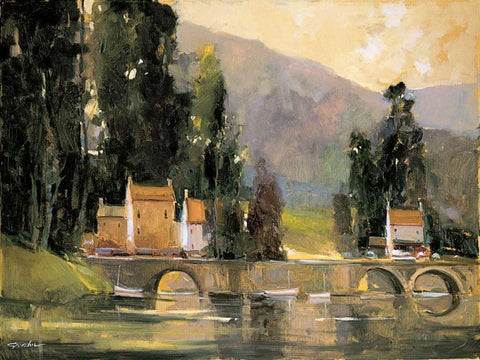 Bridge in the Cottswalds Black Ornate Wood Framed Art Print with Double Matting by Goerschner, Ted