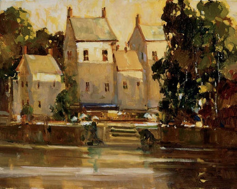 Steps to the Manor White Modern Wood Framed Art Print with Double Matting by Goerschner, Ted