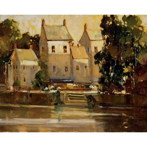 Steps to the Manor White Modern Wood Framed Art Print by Goerschner, Ted