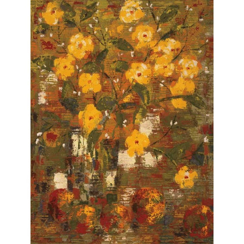 Yellow Bouquet Black Modern Wood Framed Art Print by Gojanovic, Zivana