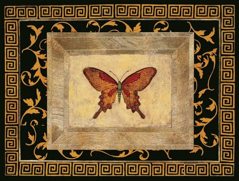 Winged Ornament I Black Ornate Wood Framed Art Print with Double Matting by Hayes, Alan