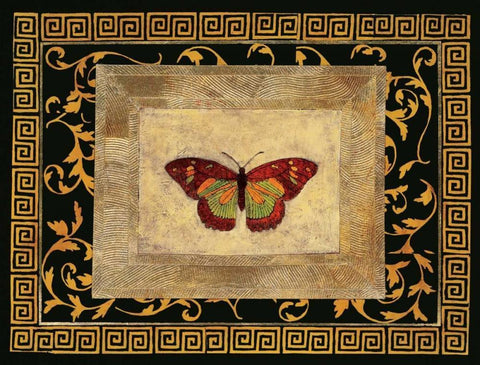 Winged Ornament II White Modern Wood Framed Art Print with Double Matting by Hayes, Alan