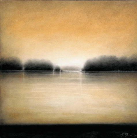 Landscape I White Modern Wood Framed Art Print with Double Matting by Hess, Gretchen