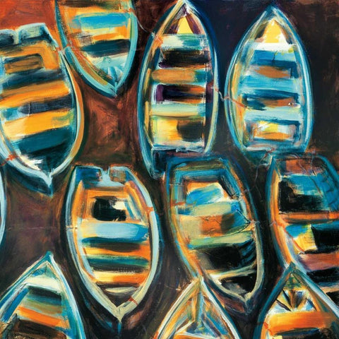 Boat Pods White Modern Wood Framed Art Print with Double Matting by Hickman, G.A.