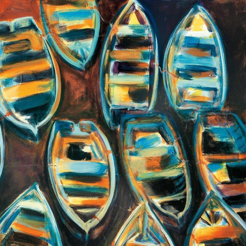 Boat Pods White Modern Wood Framed Art Print by Hickman, G.A.