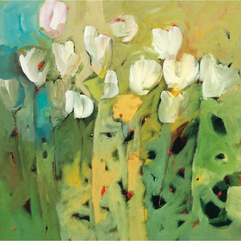 White tulips II Black Modern Wood Framed Art Print with Double Matting by Harwood, Jennifer