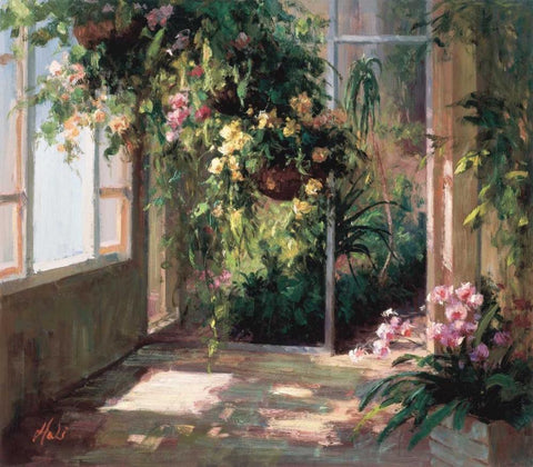 Atriums First Light II Black Ornate Wood Framed Art Print with Double Matting by Hali