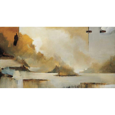 Paysage Black Modern Wood Framed Art Print with Double Matting by Jully, Denis