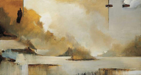 Paysage White Modern Wood Framed Art Print with Double Matting by Jully, Denis