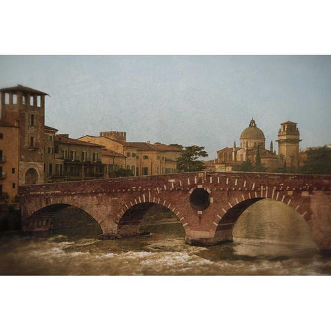 Ponte Pietra Verona  Black Modern Wood Framed Art Print with Double Matting by Jacks, Heather