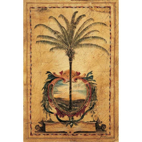 Sunset Palm Gold Ornate Wood Framed Art Print with Double Matting by Jardine, Liz