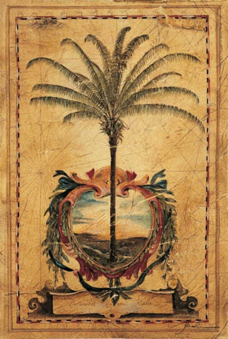 Sunset Palm Black Ornate Wood Framed Art Print with Double Matting by Jardine, Liz