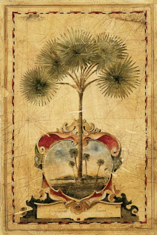 Sunrise Palm Black Ornate Wood Framed Art Print with Double Matting by Jardine, Liz