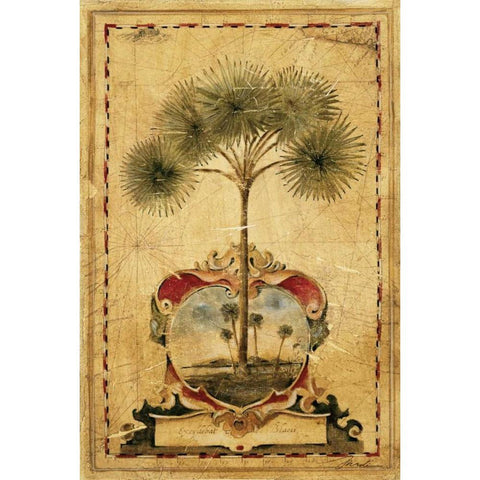 Sunrise Palm Gold Ornate Wood Framed Art Print with Double Matting by Jardine, Liz