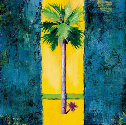 Neon Palm I White Modern Wood Framed Art Print with Double Matting by Jardine, Liz