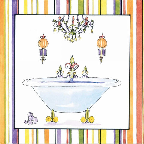 Striped Bath I White Modern Wood Framed Art Print with Double Matting by Jardine, Liz