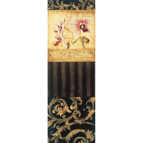 Orchid Brocade I Gold Ornate Wood Framed Art Print with Double Matting by Jardine, Liz