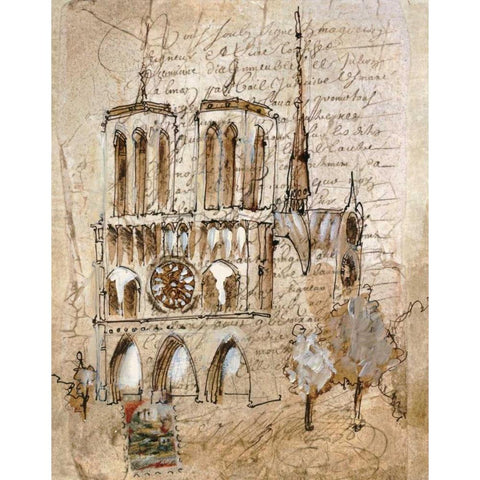 Notre Dame Black Modern Wood Framed Art Print with Double Matting by Jardine, Liz