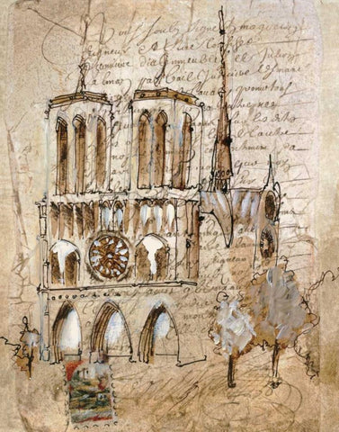 Notre Dame Black Ornate Wood Framed Art Print with Double Matting by Jardine, Liz