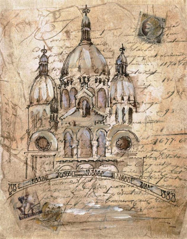 Sacre-Coeur White Modern Wood Framed Art Print with Double Matting by Jardine, Liz