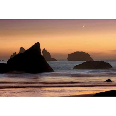 Moonset Black Modern Wood Framed Art Print with Double Matting by Jones, Mike