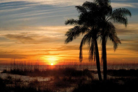 Ana Maria Sunset White Modern Wood Framed Art Print with Double Matting by Jones, Mike