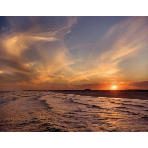 Corpus Christi Sunset White Modern Wood Framed Art Print by Jones, Mike