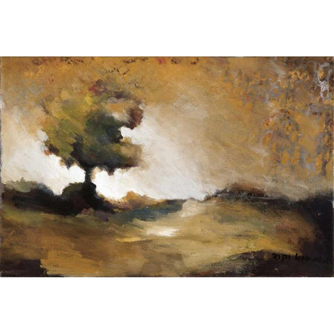 Tree in Fall Black Modern Wood Framed Art Print with Double Matting by Kammar, Zipi