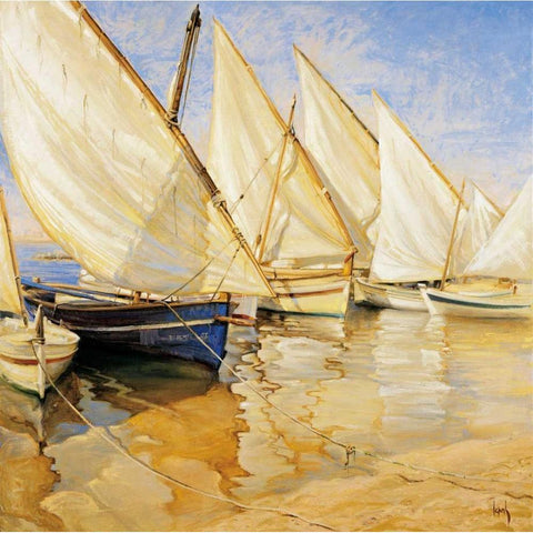 White Sails I White Modern Wood Framed Art Print by Laporta, Jaume