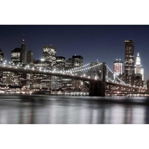 Manhattan Reflections Gold Ornate Wood Framed Art Print with Double Matting by Llovet, Jorge