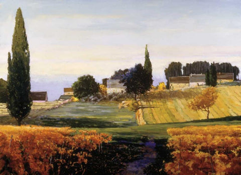 Bonnieux White Modern Wood Framed Art Print with Double Matting by Lovelace, Kent